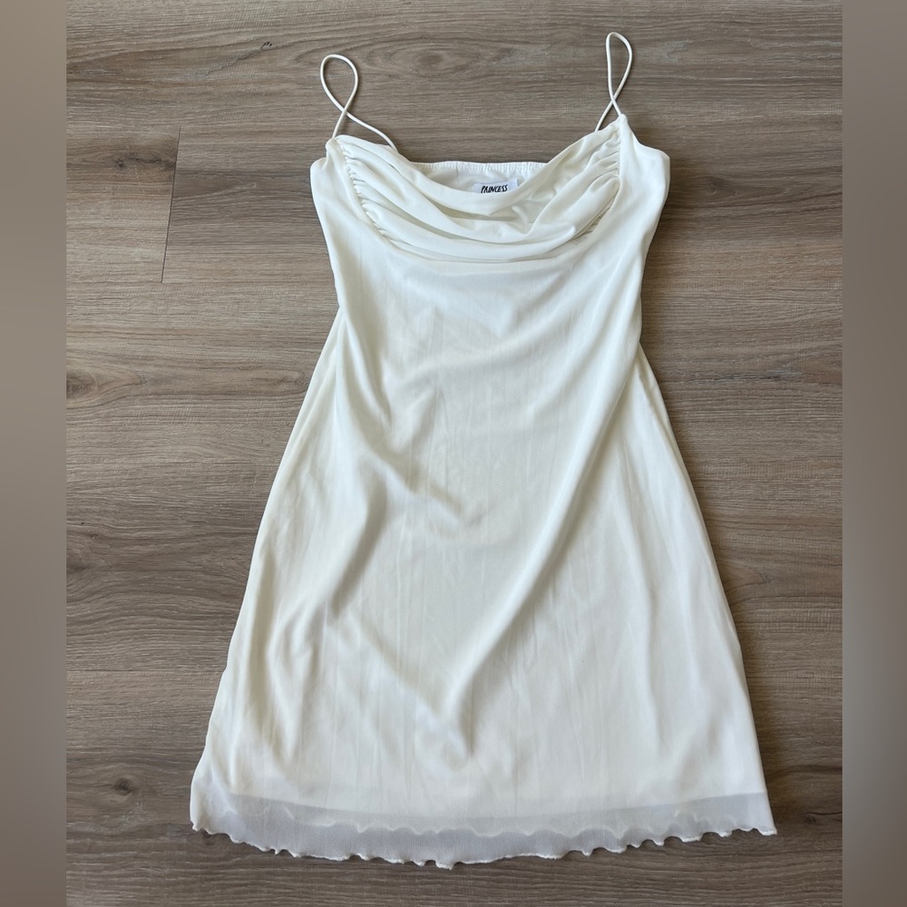 White Cowl Mini Dress
